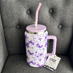 NEW 🆕 Manna Lavender Purple Floral Stainless Steel Tumbler with Straw 1.5 liters